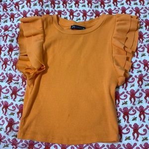 ZARA RIBBED ORANGE TOP